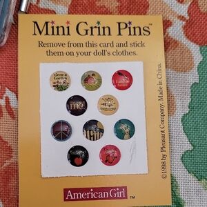 American Girl Mini Grin Pins with Red, Green, and Yellow HIGHLY HIGHLY VALUABLE